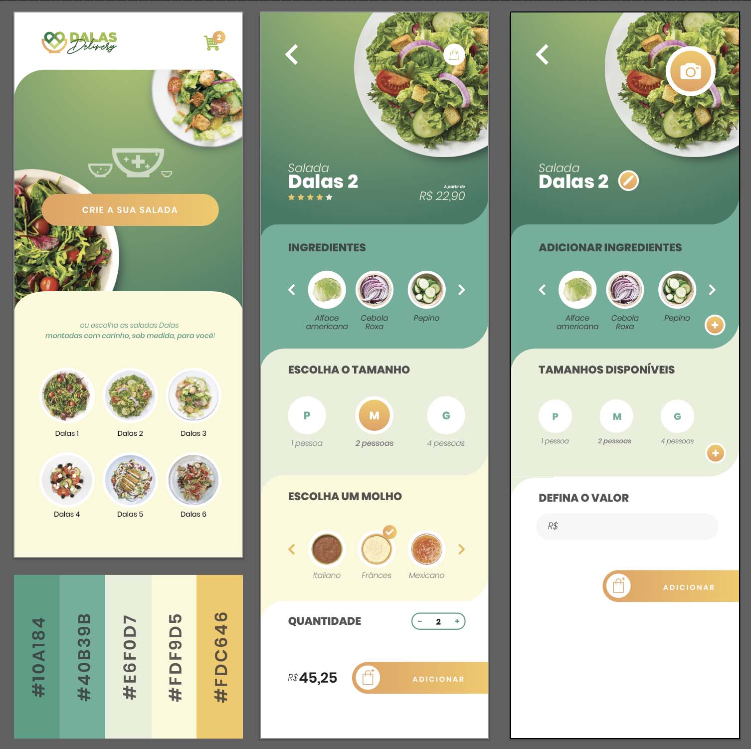 protótipo visual dallas app